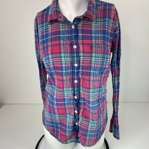 J Crew Women’s The Perfect Shirt Pink Blue Plaid